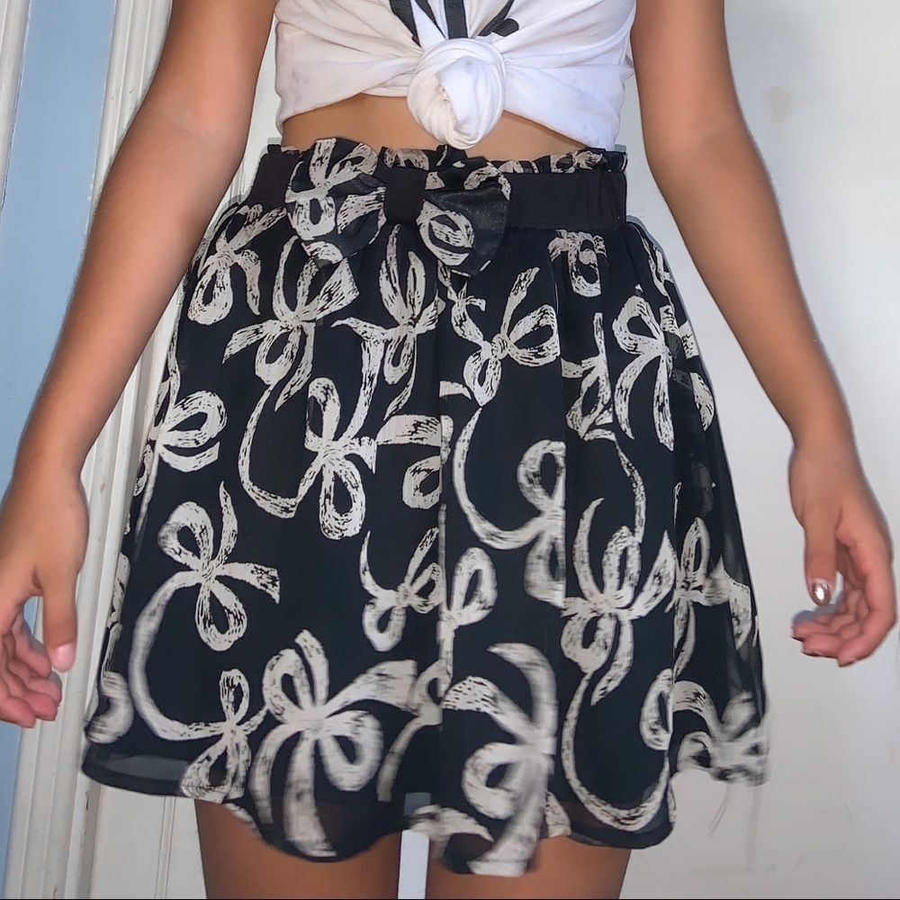Black Flowy Skirt with Bow